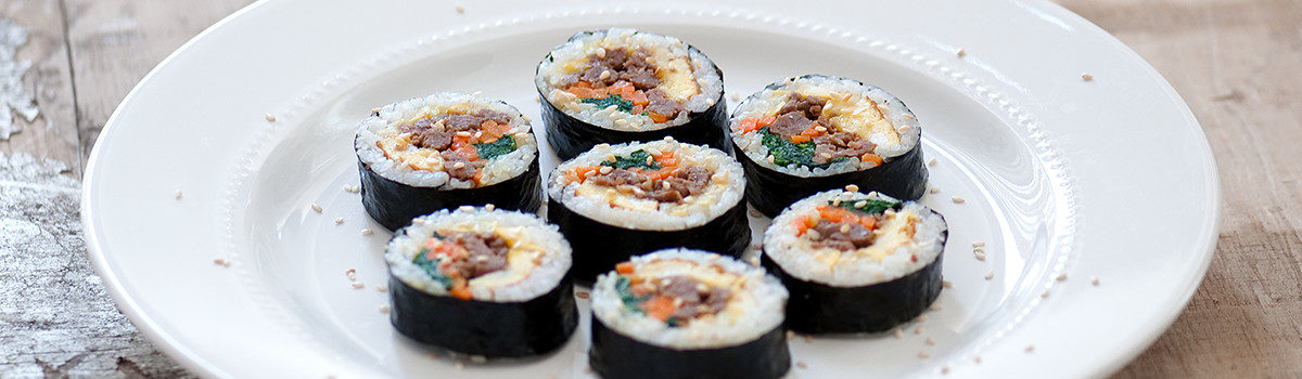 Modern Sushi with Beef Steak or Roast